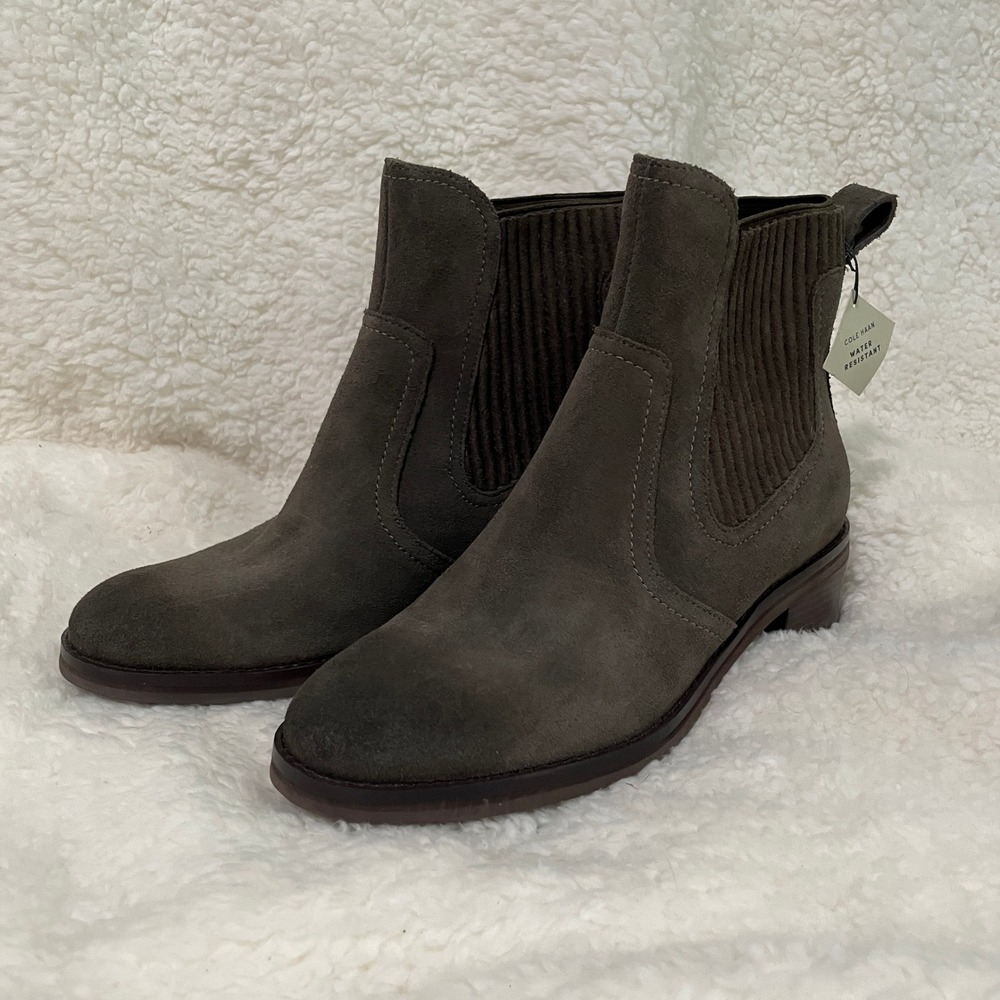Cole Haan Women's Gray Suede Chelsea Ankle Boots Size 6.5